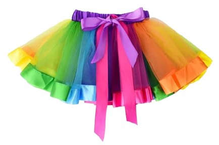 Risipu Rainbow Tutu Skirts for Girls Layered Tulle Dance Dress for Kids Ballet Ruffle Skirt Birthday Princess Party Decoration for Girls 3-9 Years (UK, Age, 3 Years, Regular, Colorful)