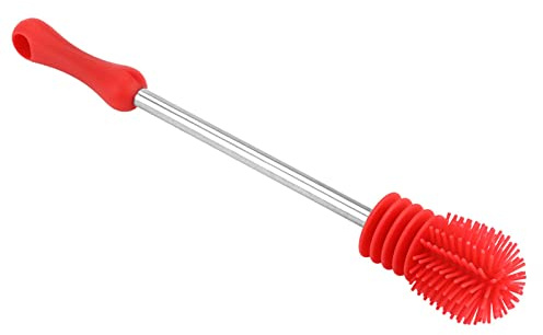 Haofy Food Grade Silicone Water Bottle Brush, Multifunctional Brush for Bottles and Dishes, Wide Range Of Applications, Special Handle Design, Nice Decoration, Red, Easy to Use for
