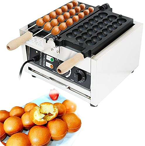 Ryanong 1500W Waffle Bubble Ball Maker, Electric Commercial Non-Stick Waffle Bites Maker, Stainless Steel Bubble Waffle Ball Making Machine with Temperature Time Control Wuzeenyi