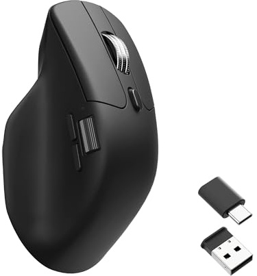 Keychron M6S Mouse Wireless, Sensore Ottico 26.000 DPI, Ultra Silent Micro Switch, Rotella in Metallo, Polling Rate 1000 Hz, Bluetooth/2.4 GHz/Type-C, Ergonomico, Programmabile, Mac/Windows - Nero