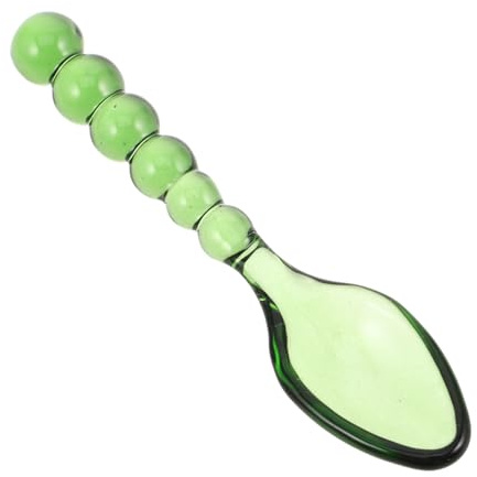LALADEFIEE Glass Stirring Spoons Green Dessert Coffee Spoons for Tea and Cold Drinks for Ice Cream and Cake Serving Suitable for Home Bar and Party