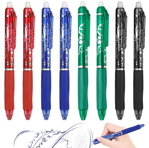 Radierbarer Kugelschreiber Gelschreiber Retractable Rollerball Pen 8 Tintenroller Löschbare Stifte Erasable Pen 0.5mm Radierstift Kugelschreiber für Schulsachen BürobedarfBlauSchwarz Rot Green