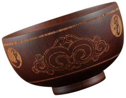 Garneck Ciotola in Legno Intagliata a Mano per Alimenti Stile Etnico con Motivo Intagliato Grande Scodella in Legno per Zuppe e Minestre Formaggiera Tradizionale per Tavola e Ristoranti