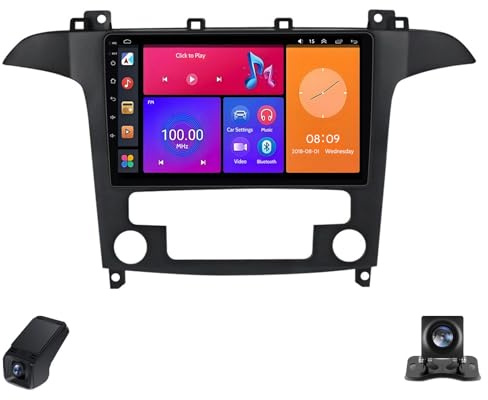 Android CarPlay Car Radio for Ford S-MAX S MAX 1 2006-2015 4-core Car Stereo 9-Inch Touch Screen Automotive Multimedia Player/SWC/Bluetooth/FM Radio/WIFI/GPS/Rear View Cam/ADAS DVR(X1)