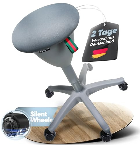 SteinLife Bürohocker Ergonomisch [TESTSIEGER] Rollhocker Höhenverstellbar