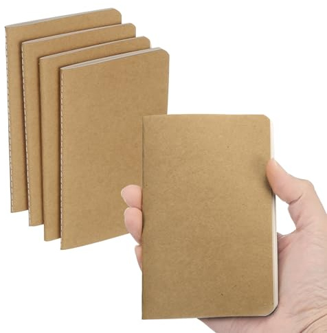 PATIKIL 4 Carnets A6 Journal Mini Carnet Poche 3.5x5.5 Pouces Ton Kraft | Kraft Bloc-Notes Lignés Cahier Croquis Petit, 30 Feuilles, Hommes Femmes Sac À Mainurs