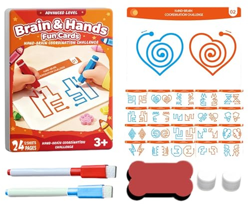 Juego de cartas para promover el desarrollo cerebral | Juguete educativo educativo para pensamiento lógico - Juego de 20 tarjetas de entrenamiento cerebral - para coordinación de manos y desarrollo