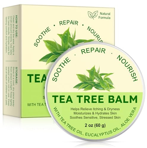Bálsamo de aceite de árbol de té para piel y pies, 60 g, fórmula natural para calmar y cuidar, alivia el picor, la sequedad y las picaduras de insectos