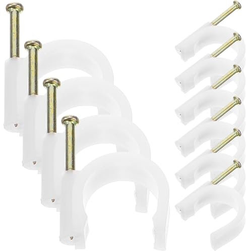 Alipis Clip per Cavi Elettrici Chiodo 50 Pezzi, Fissaggio Sicuro per Cavi, Installazione Semplice, Materiale Pe Bianco per Uso Domestico e Professionale