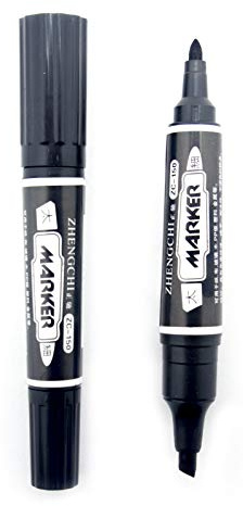 Permanent markör, dubbel sida, tjock-tunn, 2-pack, svart