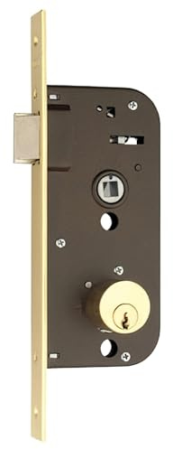 Yale Cerradura de embutir para porteros automáticos 45E: Entrada 40 mm, 45-E, Acero aleado, Latonado Cerradura Yale 45-e-hl/ 70, Cerradura de embutir para porteros automáticos