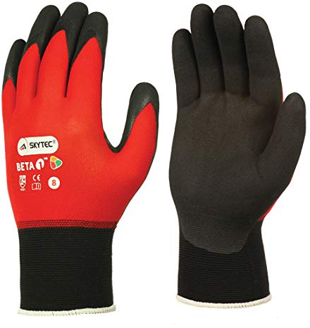 Skytec Beta 1 Red Nitrile Ultra Thin Super Light Work Wear Safety Gloves 1 Pair (Large)