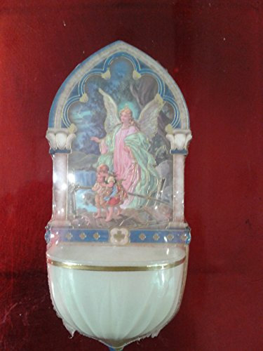 Catholic Gifts - Acquasantiera luminosa con angelo custode e dettagli dorati