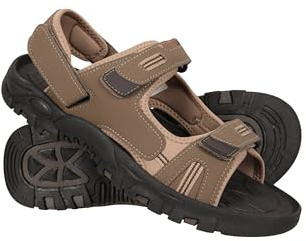 Mountain Warehouse Z4 Mens Sandals - Neoprene Lining Shoes, Hook & Loop Strap, Phylon Midsole Beach Shoes, Suede Upper - For Spring Summer Travelling, Walking Brown Adult Shoe Size 11