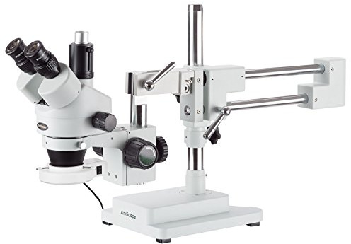 AmScope SM-4T-56S Schaltungsinspektion Trinokulares Zoom-Stereomikroskop mit 56-LED-Licht, 7X-45X, Weiß