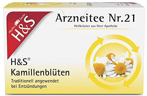 H&S Kamillenblüten: Arzneitee Nr. 21 als Kamillentee für Magen Darm Beschwerden, Inhalation und Gurgellösung, 20 x 2 g