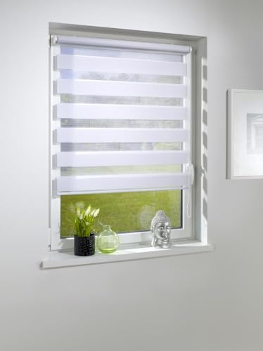 DécoProfi Duo-Doppelrollo ohne Bohren B: 90 cm, L:220 cm Grau I Mit Klemmfix/Klemmträger zur Montage I Doppel Rollo innen für Balkontüren und Fenster