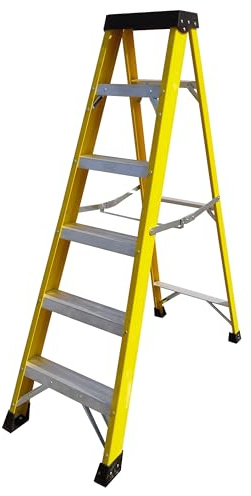 6 Tread Heavy Duty Fibreglass Step Ladder | Electricians GRP Step Ladder 30,000v