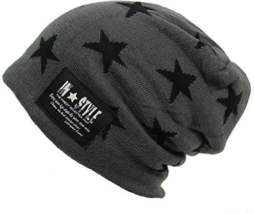 Glamexx24 warme Klassische Slouch Unisex Long Strick Beanie Mütze mit Stern Teddyfleece und Innenfutter
