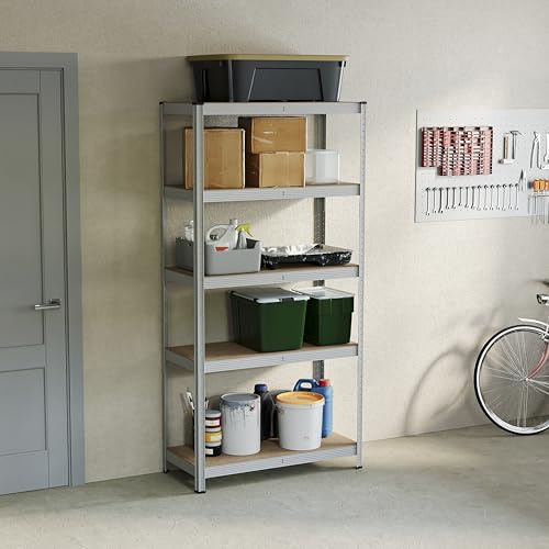 Home Vida Étagère de rangement à 5 niveaux pour garage, cuisine, étagère galvanisée, capacité de 875 kg, grande taille, Noir/Bleu/Rouge, Galvanisé
