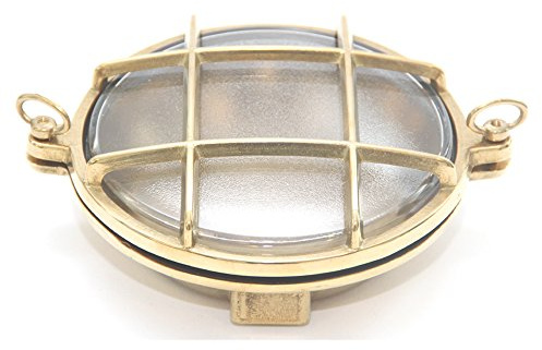 Foresti & Suardi - runde Maritime Lampe | Schiffslampe | aus poliertem Messing | Ø/ 215 mm | IP 54 | E27 Sockel (klares Glas) incl. MARETeam LED Leuchtmittel