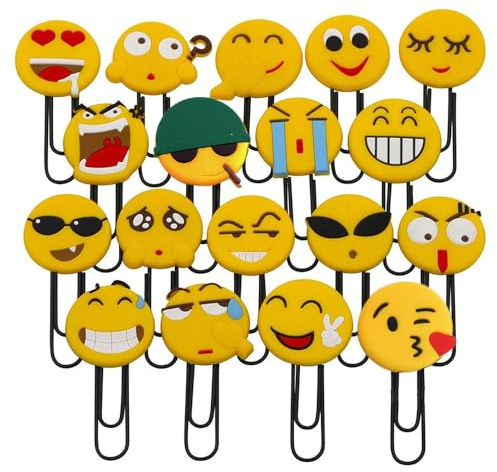 Niedliche Lesezeichen, lustige Büroklammern, Emoticons, Buchmarker für Kinder Mädchen Jungen Schule Studenten (Verschieden 20 Stück)