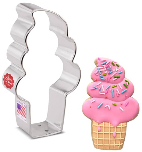 Ann Clark Cookie Cutters Soft Serve Ice Cream Cone Cookie Cutter, 10.16 cm | A Perfectly Large Size and Shape from America's Largest Cookie Cutter Maker, Food-Safe American Steel
