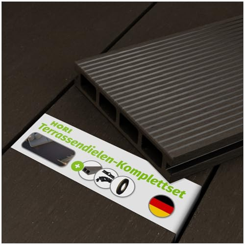 HORI WPC Terrassendiele Kuba anthrazit, Komplett-Set inkl. 40x60 mm Unterkonstruktion & Clips, Wetterfest & pflegeleicht Dielenlänge 3,20 m I Fläche 20 m²