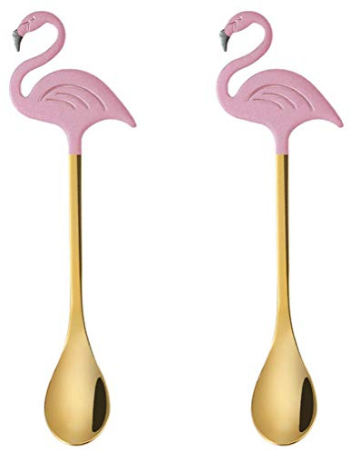 Cabilock 2pcs Creative Golden Coffee Spoons Made of Stainless Steel with Comfortable Touch, Practical Kitchen Spoons for Coffee House and Tea Stirring