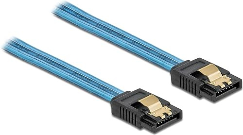 Delock Câble SATA 6 GB/s Effet Lumineux UV Bleu 50 cm