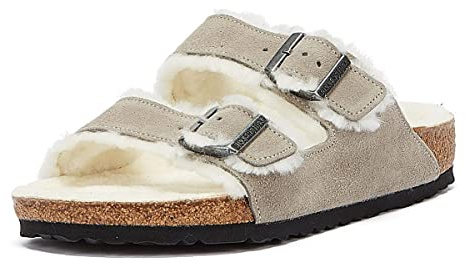 Birkenstock Arizona - Zapatillas de piel de cordero para mujer, gris, 43 EU