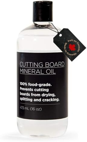 WoodForChef Cutting Board Food Grade Mineral Oil (16 oz) - Revitalize Cutting Board, Butcher Block, Countertops and Wood Utensils - Food Safe Certified NSF - Made in North America