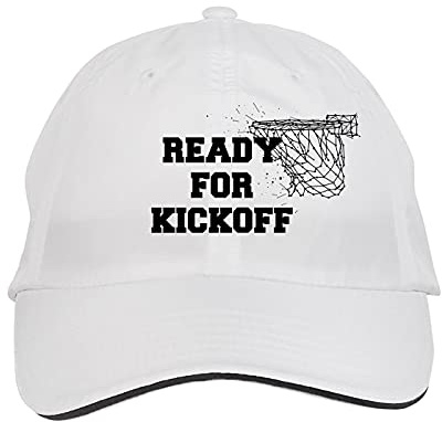 Makoroni - Ready for Kickoff Basketball Player Hat Adjustable Cap, DesF59 White