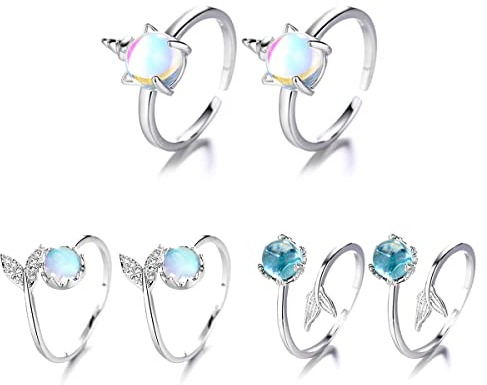 Liwein 6 Stück Meerjungfrau Ring, Ringe Frauen,Ring Damen,für Party Hochzeit Geburtstag