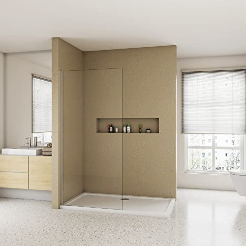 Doccia Walk In 185 cm Larga 65 cm Parete Fissa da 6 mm Vetro Temperato Trasparente Anticalcare Cromo Lucido