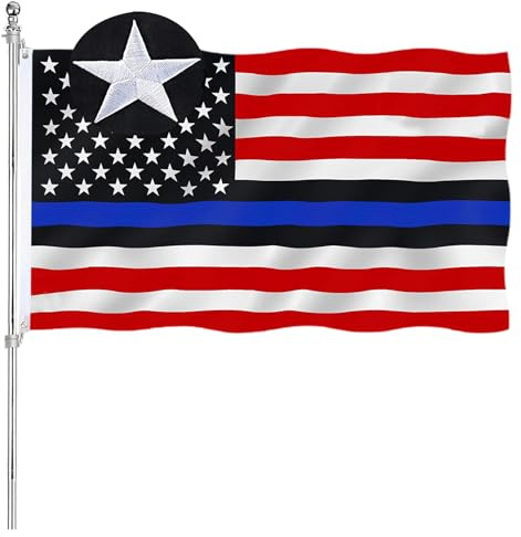 Blue Line Bandiera americana Blue Lives Matter Bandiera della polizia americana 3x5 Stelle ricamate per esterni Strisce blu cucite Bandiere della polizia americana Poliestere 240D con occhielli in