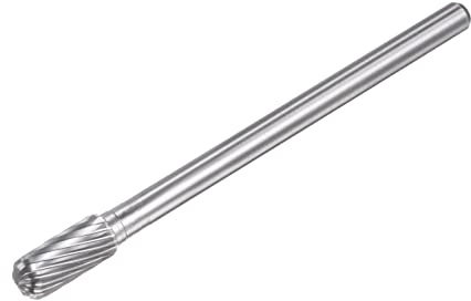 sourcing map Carbide Burrs Rotary Files, Single Cut Cylinder with Ball Nose Tungsten Carbide Tip 8mm Cutting Head 6mm Shank 100mm (4-Inch) Length for Wood Metal Stone Polishing