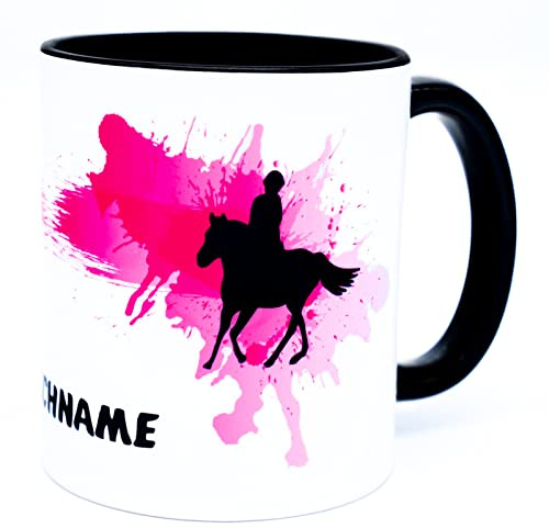 Reiten Tasse mit Namen personalisiert Pferde Geschenk Pferdeliebhaber frau | Geschenk Reiter Mädchen Sachen Frau Damen Kinder Zubehör Accessoires Ausrüstung Dekoration Reitsachen Pferdetasse Equipment
