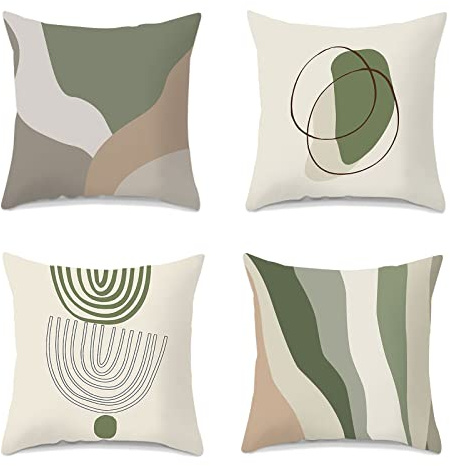 CINGHIA Kissenbezug Grün,Kissenbezüge 45 x 45,Deko Kissen Wohnzimmer,Sofakissenbezüge,Kissenhülle 4er Set,Kissen Grün