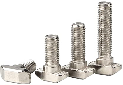 10 Stück vernickelter Stahl M5 M6 M8 Hammerkopfschraube Aluminium Verbindungsschrauben für Eu20/30/40/45 Aluminiumprofile