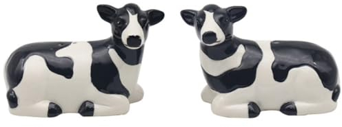 Lesser & Pavey Salt & Pepper Set for All Types of Kitchen | Ceramic Salt & Pepper Shaker Set | Lovely Salt & Pepper Pots | Salt Shaker & Pepper Shaker Suitable for Home (Cow)