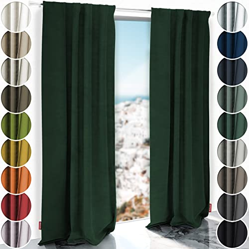 Schuette® Verdunkelungs-Vorhang mit Tunnelband ● Millenium Velvet: Dark Forest (Dunkelgrün) ● 210x130 cm Höhe x Breite (1 Stück) ● Blickdicht & stark Abdunkelnd