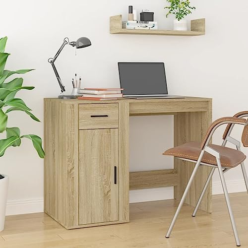 Higsose Schreibtisch Sonoma Eiche 100x49x75 cm Computerschreibtisch Schreibtisch Schülerschreibtisch Kinderschreibtisch Elegante und Moderne Möbel