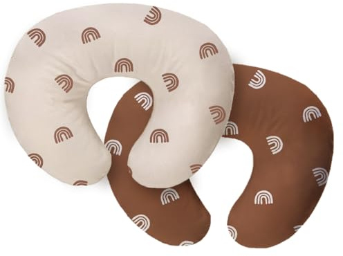 Lot de 2 Housses de Coussin d'allaitement Neutres pour Coussin d'allaitement de 57,1 x 45,7 cm pour bébé garçon et Fille, Housse de Coussin d'allaitement Neutre (Style Arc-en-Ciel bohème)