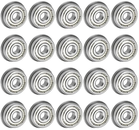 QUARKZMAN 20 Stück F625ZZ Flanschkugellager 5x16x5mm Rillenkugellager Doppel Abgeschirmt Chrom Stahl Flansch Lager für DIY, Werkzeugmaschinen, 3D Drucker