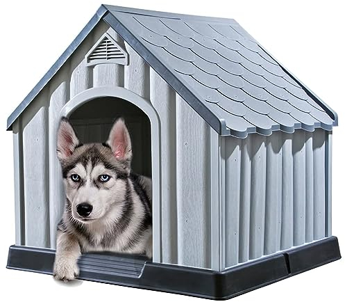 Hundehütte grau 92x87x91cm Kunststoff