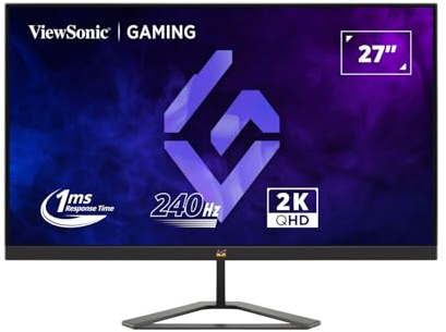 ViewSonic VX2758A-2K-PRO-3 Monitor Gaming 27 Pulgadas 2K QHD 240Hz, IPS, 1ms MPRT, Compatible con FreeSync Premium, HDMI y DP duales, HDR10, Sin Parpadeo