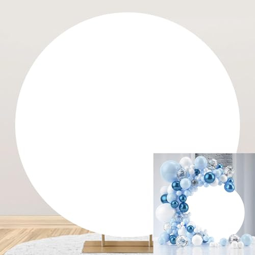 Ttincceer telón de Fondo Blanco Redondo 180cm Color sólido círculo cumpleaños Boda Fondo Cubierta Blanco Puro Baby Shower Nupcial Ducha fotografía telón de Fondo Pastel Mesa Banner