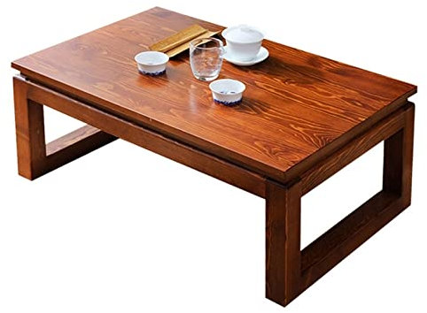 CCKUHN Tische Tatami-Couchtisch, chinesischer Arbeitstisch für Zuhause, Teetisch aus massivem Holz, Zen-chinesischer Erkertisch, multifunktionaler Arbeitstisch, Kang-Tisch (Farbe: Braun,