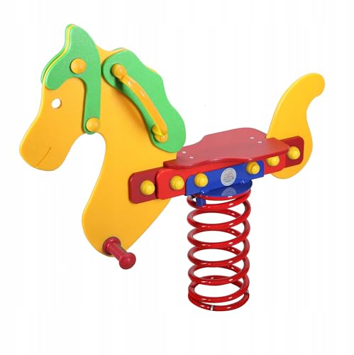 GigiToys® Federwippe für Kinder Einhorn mit Bodenanker und Sprungfeder | Schaukelpferd für den öffentlichen Bereich Spielplätze DIN EN1176 Wipppferd mit rutschfeste Griffe hergestellt aus HDPE-Platte